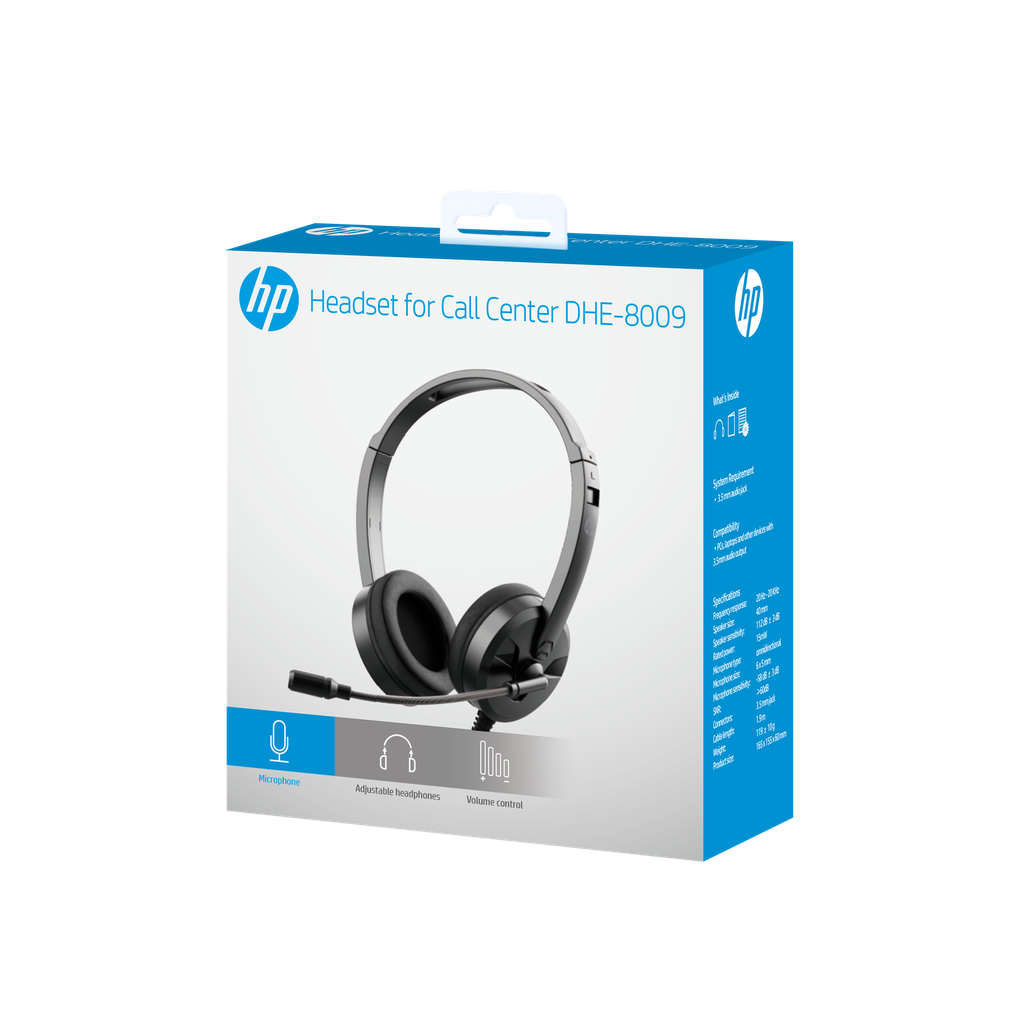 Audífonos para Call Center HP con Micrófono DHE-8009 Negro