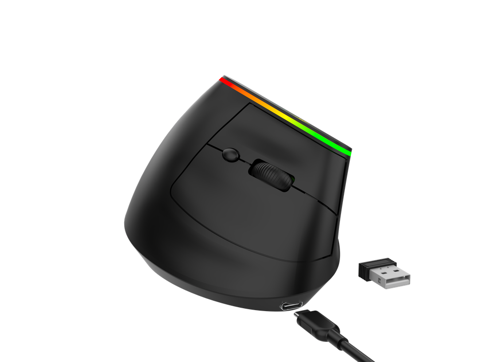 MOUSE INALAMBRICO ERGONOMICO 2.4GHz &BT
1600DPI 