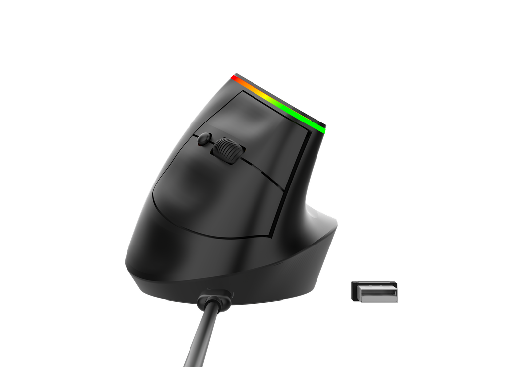 MOUSE INALAMBRICO ERGONOMICO 2.4GHz &BT
1600DPI 