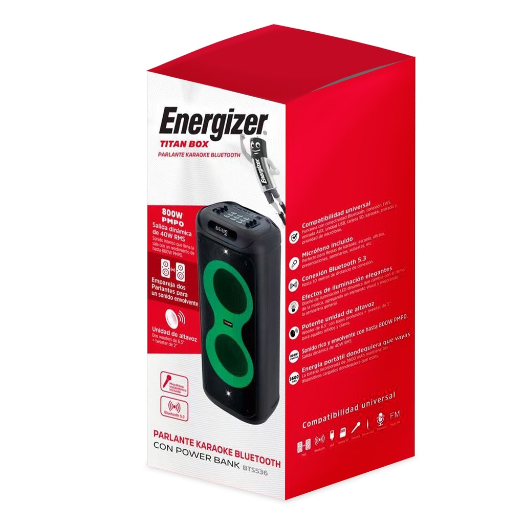 KARAOKE POWER BANK BT 40W C/MIC ENERGIZER