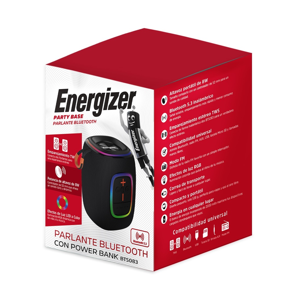 PARLANTE POWER BANK BT 8W ENERGIZER