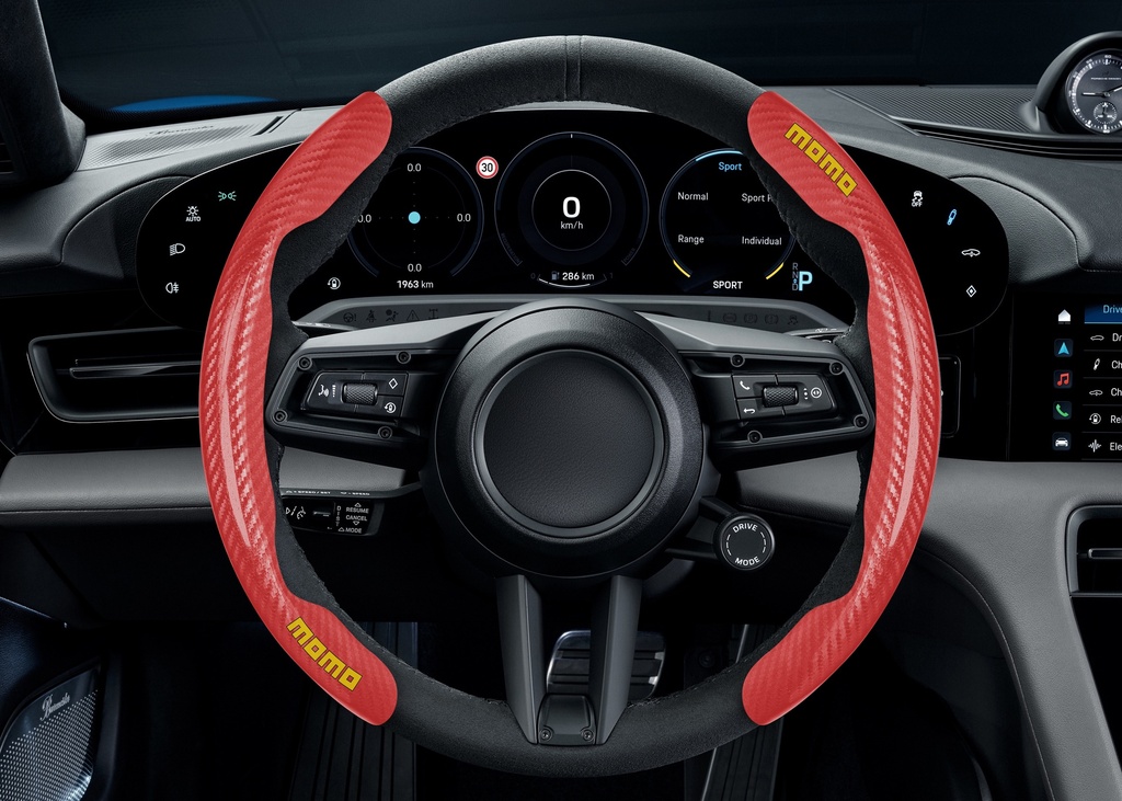 Cubre Volante  Grips de Agarre Fibra de Carbono Rojo MOMO 