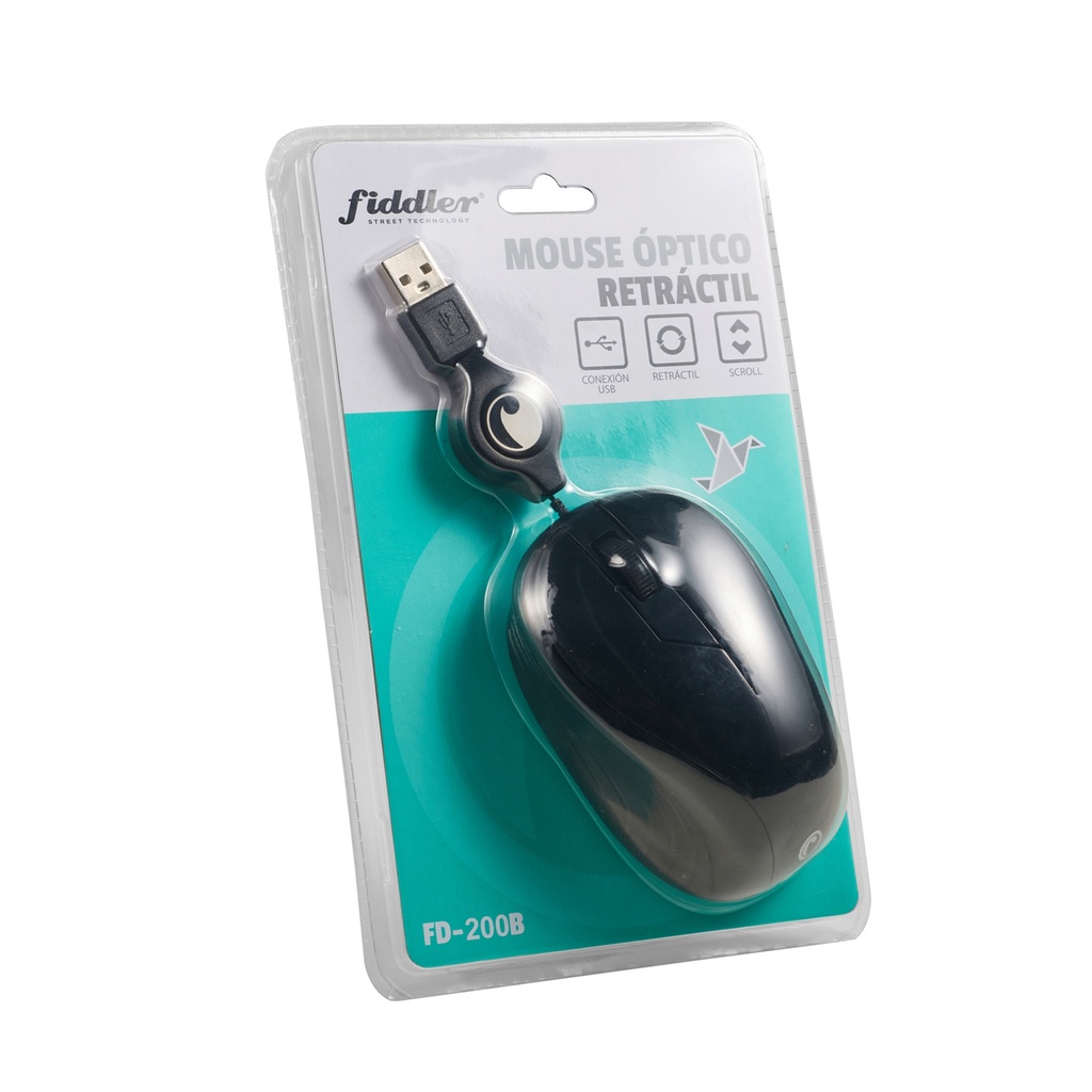 MOUSE OPTICO RETRACTIL COLOR NEGRO