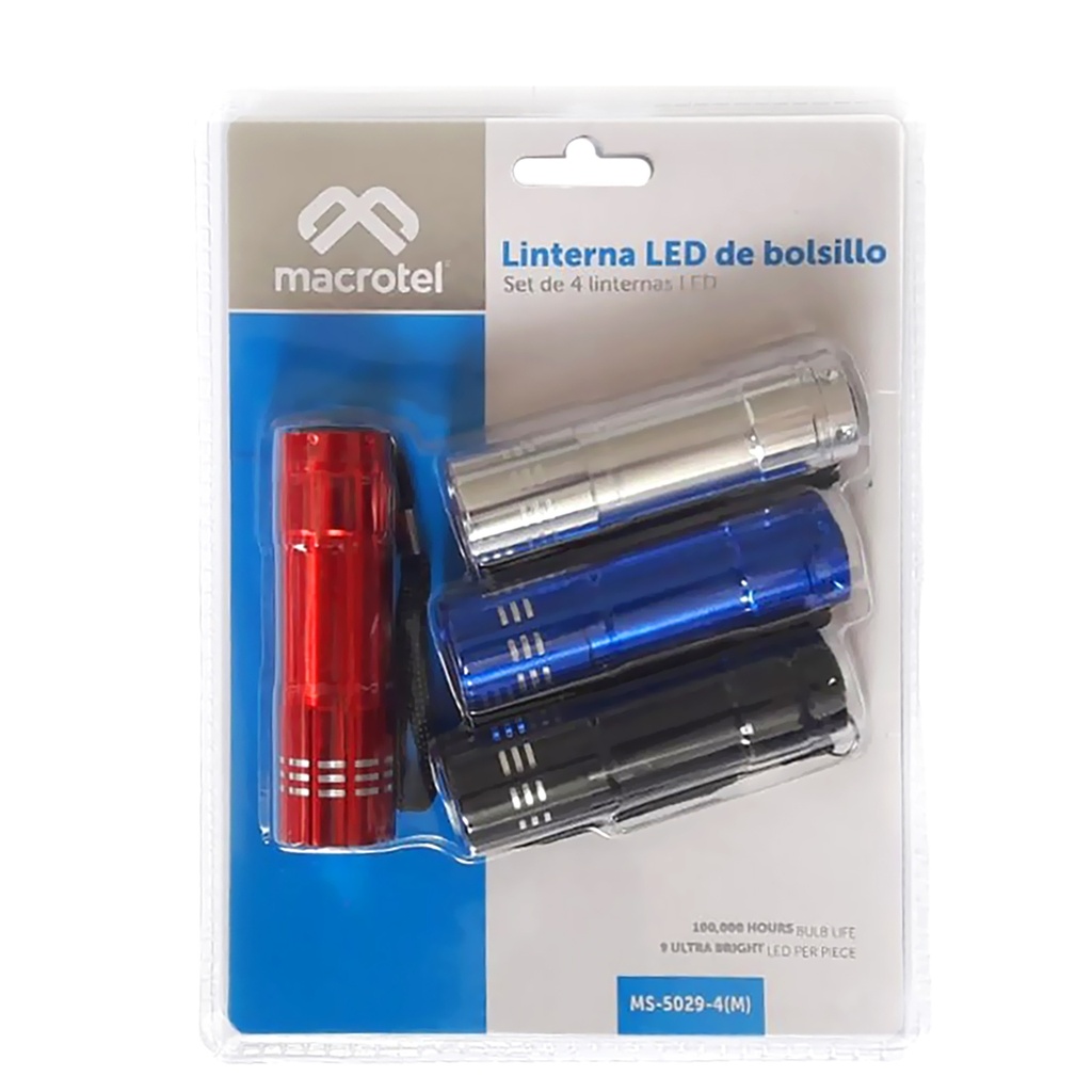 PACK 4 LINTERNAS  9 LED DE BOLSILLO