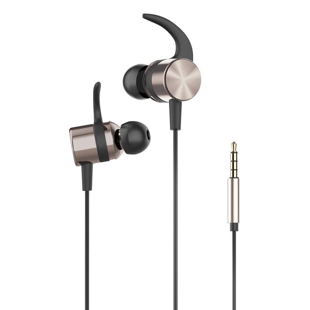 AUDÍFONO IN EAR CON MICRÓFONO METÁLICOS DEPORTIVOS GOLDEN