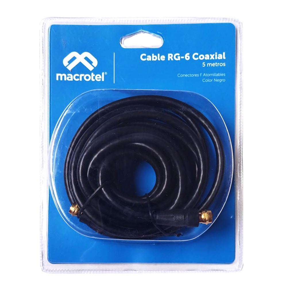 CABLE COAXIAL CON TERMINAL "F". 5 METROS NEGRO.