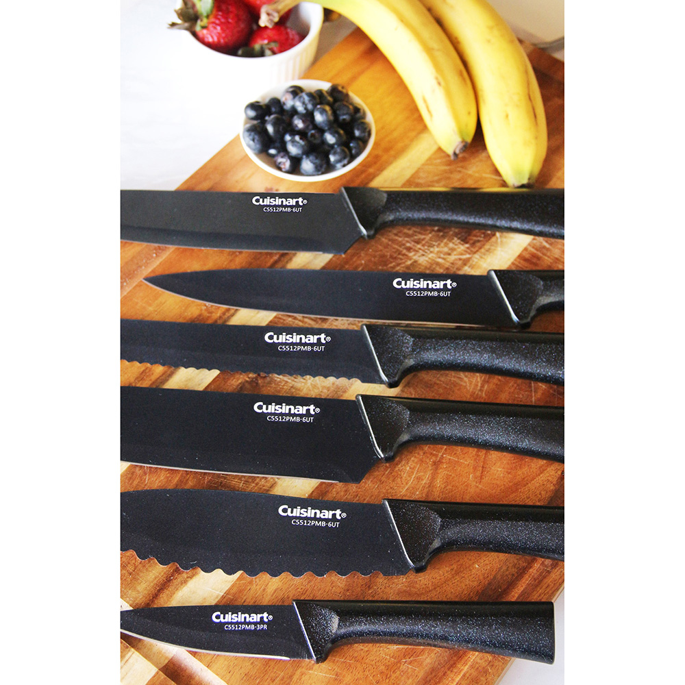 Set de 12 pcs cuchillos negros con protectores de cuchilla