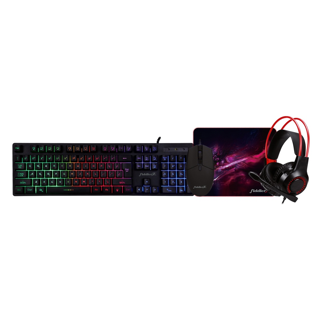 KIT GAMER TECLADO + MOUSE + MOUSE PAD Y AUDÍFONOS FIDDLER Z