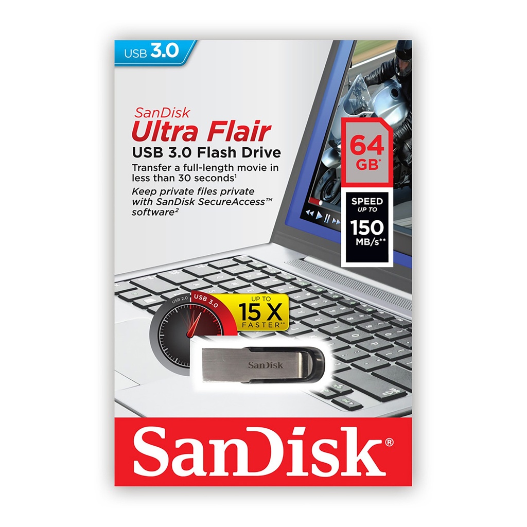 PENDRIVE USB ULTRA FLAIR 64GB SANDISK